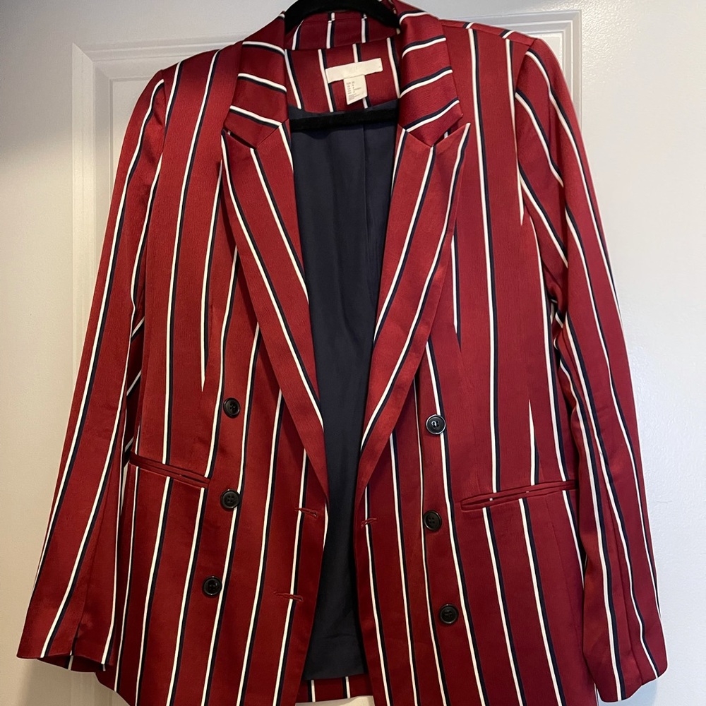 h&M silk stripped set